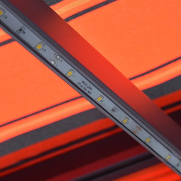 vidaXL markise m. LED-lys 450x300 cm manuel betjening orange og brun