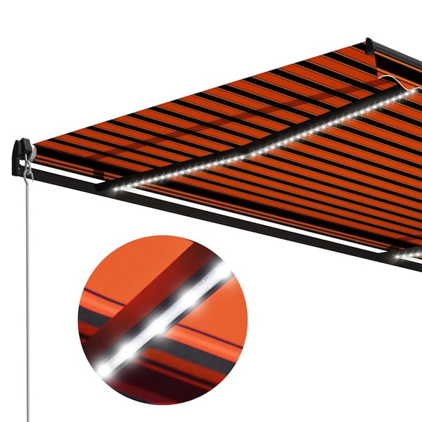 vidaXL Manuell uttrekkbar markise med LED 350x250 cm oransje og brun