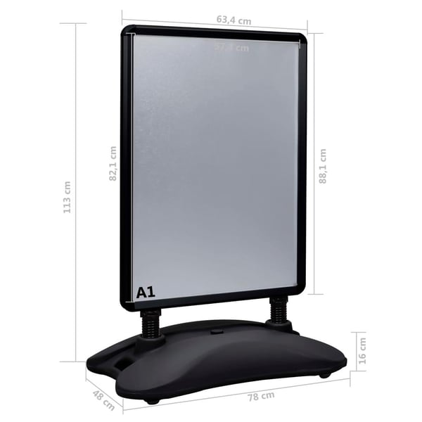 vidaXL plakatstativ A1 med fod aluminiumslegering sort