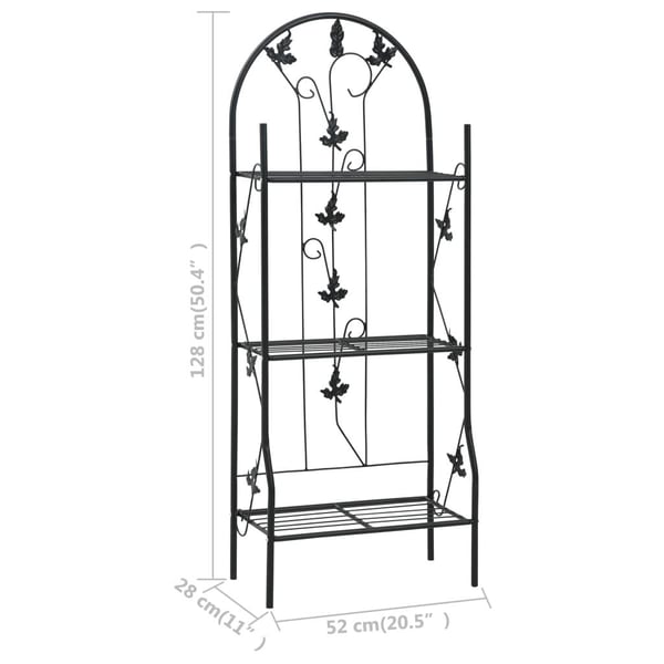 vidaXL Plantestativ 3 etasjer svart 52x28x128 cm jern