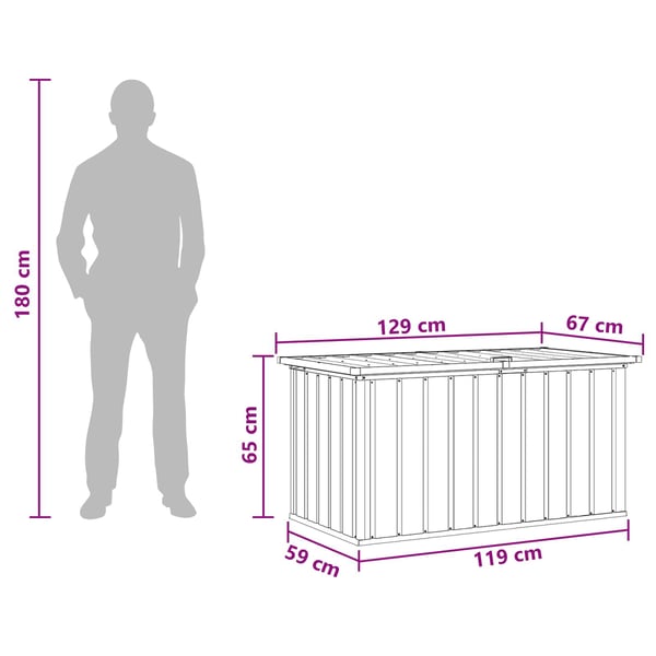 vidaXL Dynbox grå 129x67x65 cm