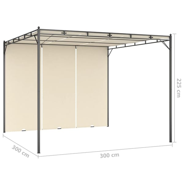 vidaXL Hagepaviljong med sidegardin 3x3x2,25m kremhvit
