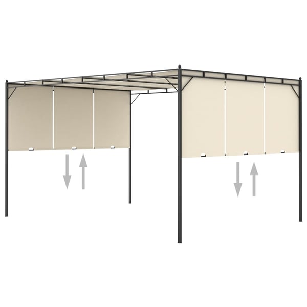 vidaXL Hagepaviljong med sidegardin 4x3x2,25 m kremhvit