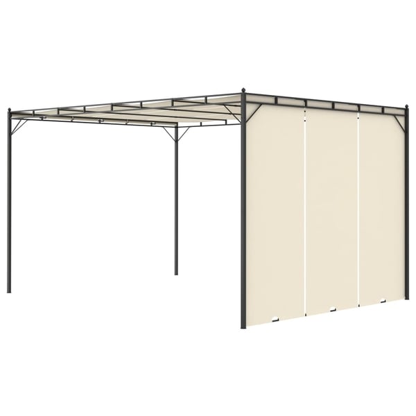 vidaXL Hagepaviljong med sidegardin 4x3x2,25 m kremhvit