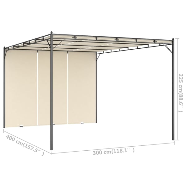 vidaXL Hagepaviljong med sidegardin 4x3x2,25 m kremhvit