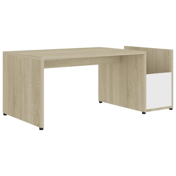 vidaXL Soffbord vit och sonoma-ek 90x45x35 cm spånskiva
