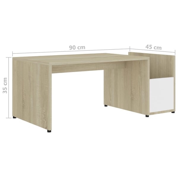 vidaXL Soffbord vit och sonoma-ek 90x45x35 cm spånskiva