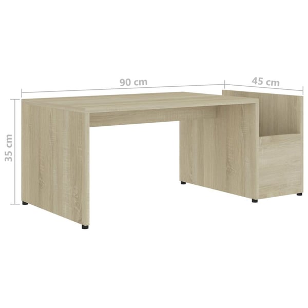 vidaXL sofabord 90x45x35 spånplade sonoma-eg