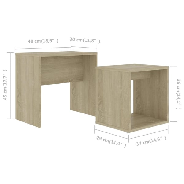 vidaXL Sofabordsett sonoma eik 48x30x45 cm sponplate change2