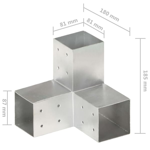 vidaXL Stolpesko 4 stk Y-form galvanisert metall 81x81 mm