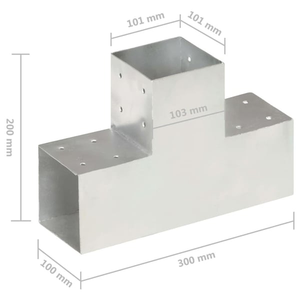vidaXL Stolpesko 4 stk T-form galvanisert metall 101x101 mm