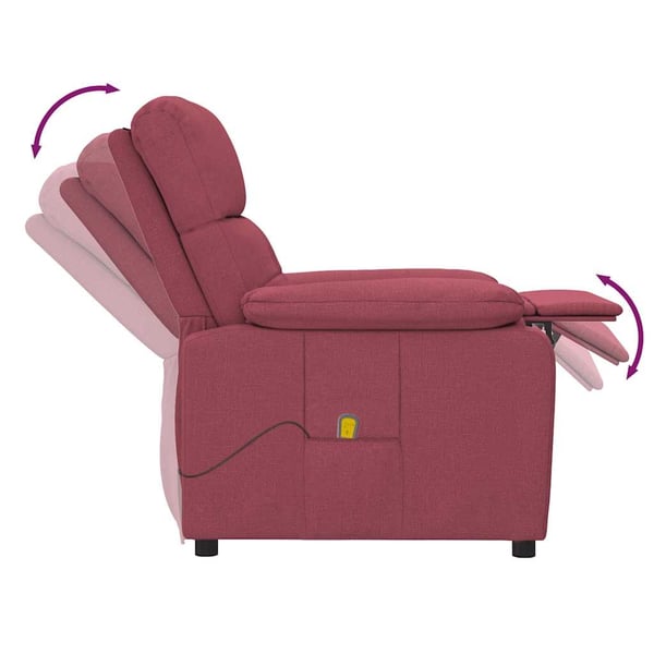 vidaXL massagestol stof vinrød