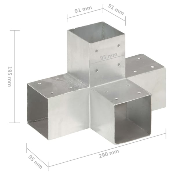 vidaXL Stolpesko X-form galvanisert metall 91x91 mm