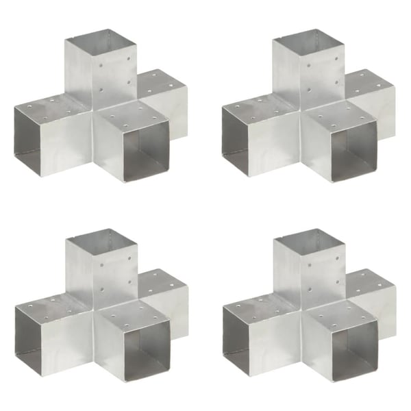 vidaXL Stolpesko 4 stk X-form galvanisert metall 91x91 mm