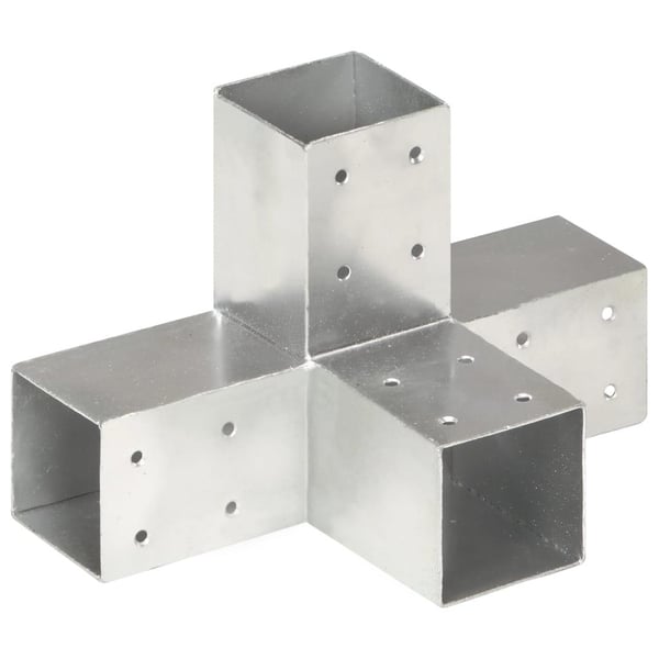 vidaXL stolpebeslag X-form 4 stk. 71x71 mm galvaniseret metal