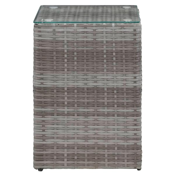 vidaXL Sidebord 3 stk med glass topp grå polyrotting