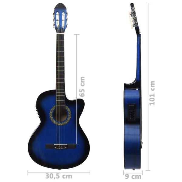 vidaXL Western klassisk cutaway gitar med equalizer 6 strenger blå