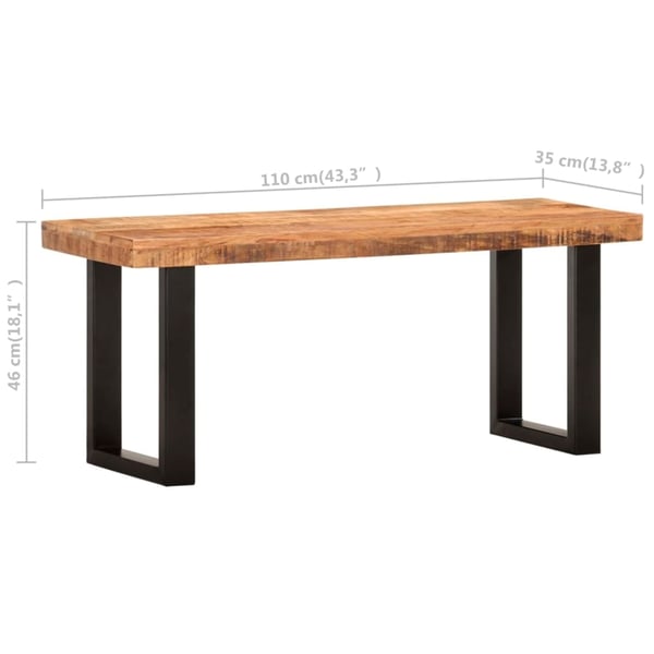 vidaXL Benk 110 cm grov heltre mango og stål
