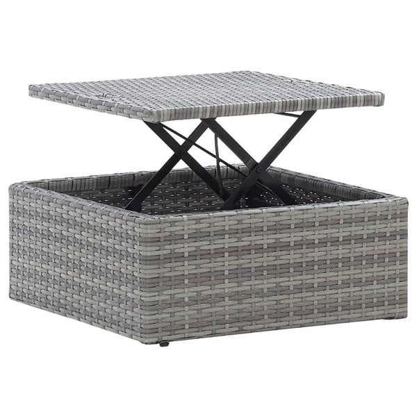vidaXL solseng med baldakin polyrattan gråmeleret