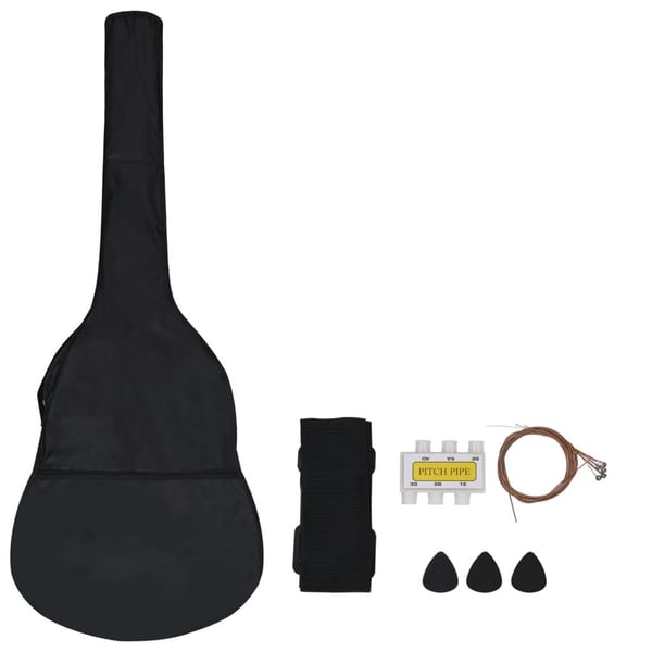 vidaXL klassisk guitarsæt 8 dele til begyndere 3/4 36" sort