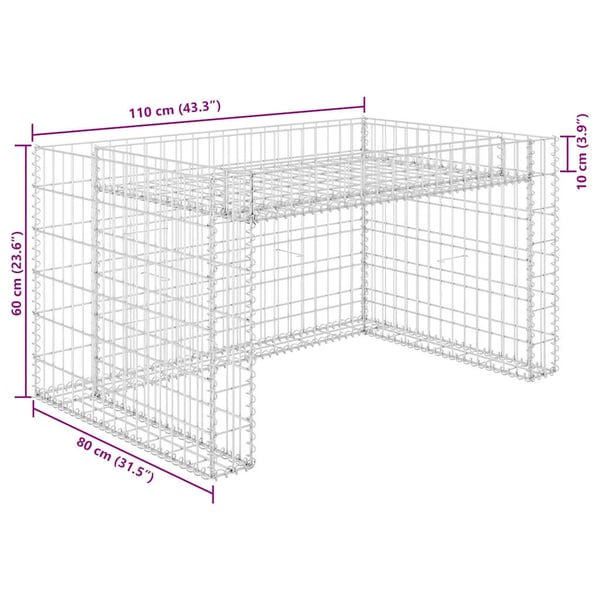 vidaXL Gressklipper-garasje med høybed 110x80x60 cm ståltråd