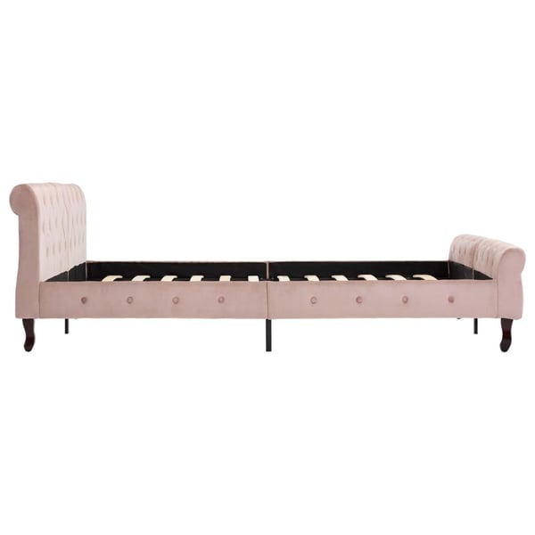 vidaXL Sängram rosa sammet 160x200 cm