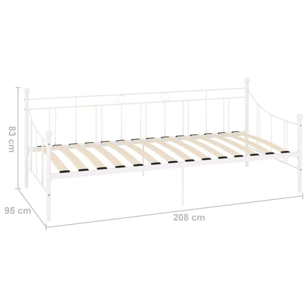 vidaXL Ramme til dagseng hvit metall 90x200 cm