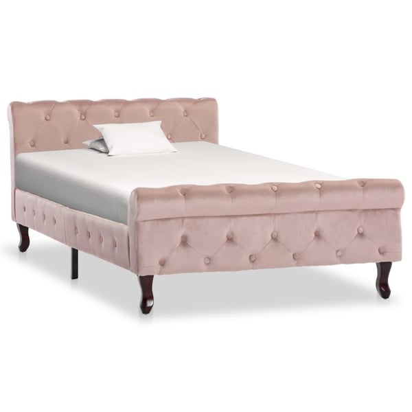 vidaXL Sängram rosa sammet 100x200 cm
