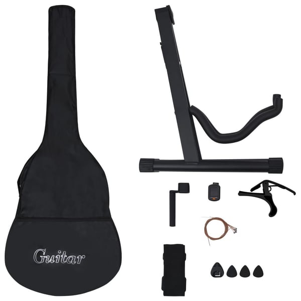 vidaXL Western gitarsett 12 deler med equalizer og 6 strenger svart