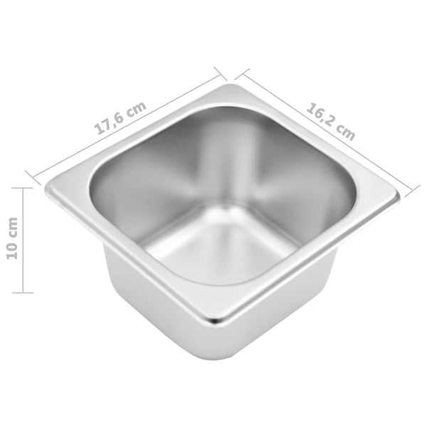 vidaXL GN-beholder med 5 GN 1/6 beholdere rustfritt stål