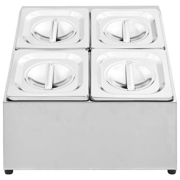 vidaXL GN-beholder med 4 GN 1/6 beholdere rustfritt stål