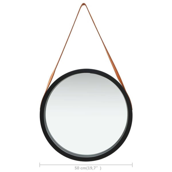vidaXL vægspejl med rem 50 cm sort