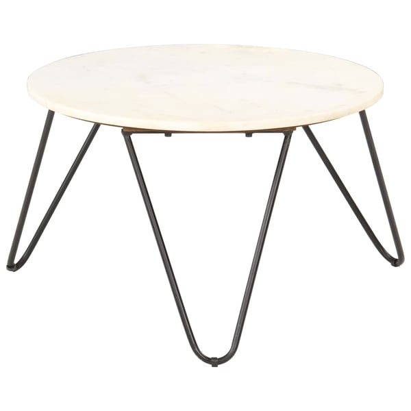 vidaXL sofabord ægte sten med marmortekstur 65x65x42 cm hvid