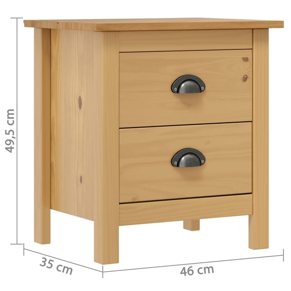 vidaXL Nattbord Hill 2 stk 46x35x49,5 cm heltre furu