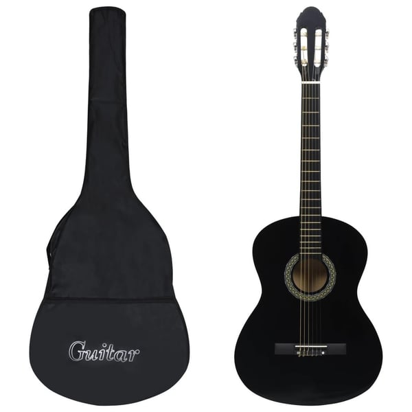 vidaXL Gitarr för nybörjare med fodral klassisk svart 4/4 39