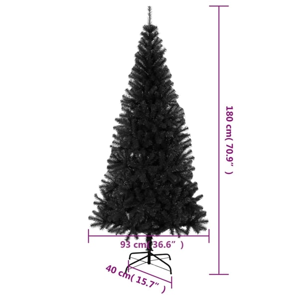 vidaXL Tekojoulukuusi jalustalla musta 180 cm PVC