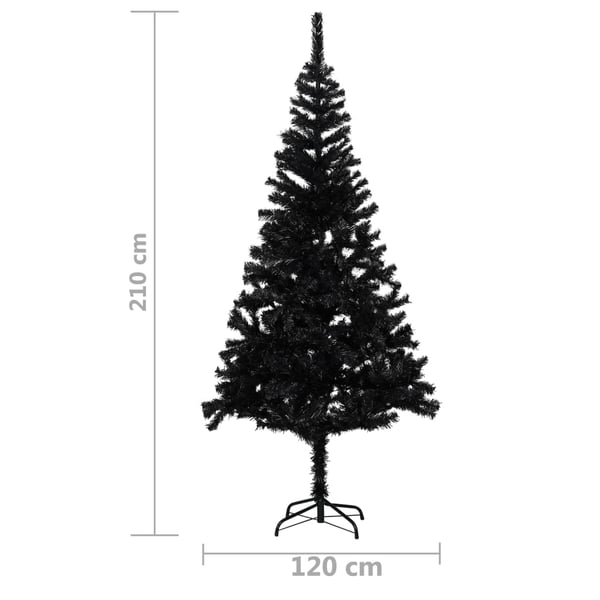 vidaXL Tekojoulukuusi jalustalla musta 210 cm PVC