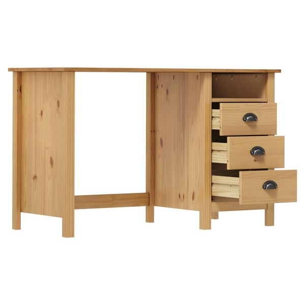vidaXL Skrivebord Hill med 3 skuffer 120x50x74 cm heltre furu