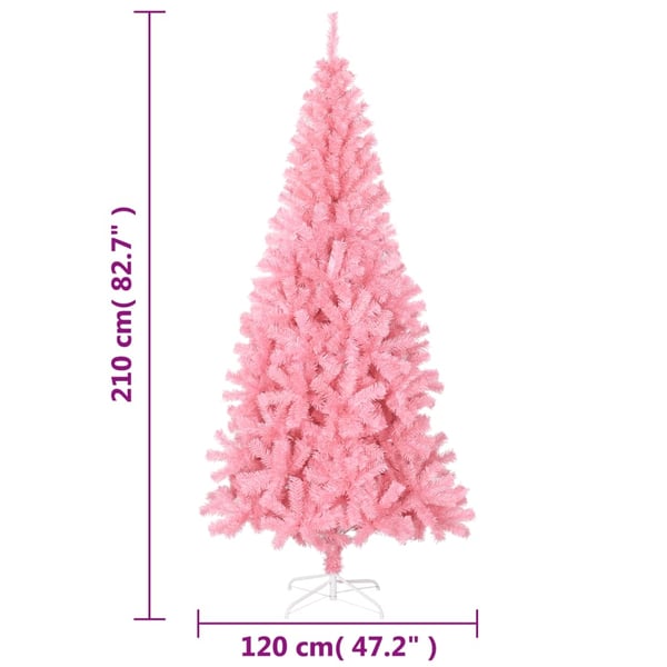 vidaXL kunstigt juletræ med juletræsfod 210 cm PVC lyserød