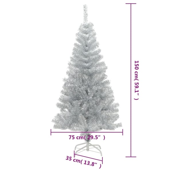 vidaXL Tekojoulukuusi jalustalla hopea 150 cm PET
