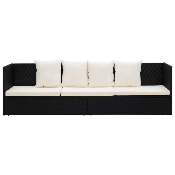 vidaXL haveseng med hynde og puder polyrattan sort