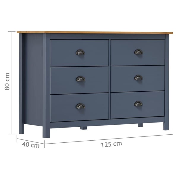 vidaXL Skjenk Hill grå 125x40x80 cm heltre furu