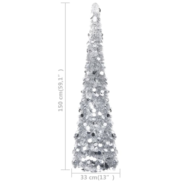 vidaXL kunstigt pop op-juletræ 150 cm PET sølvfarvet