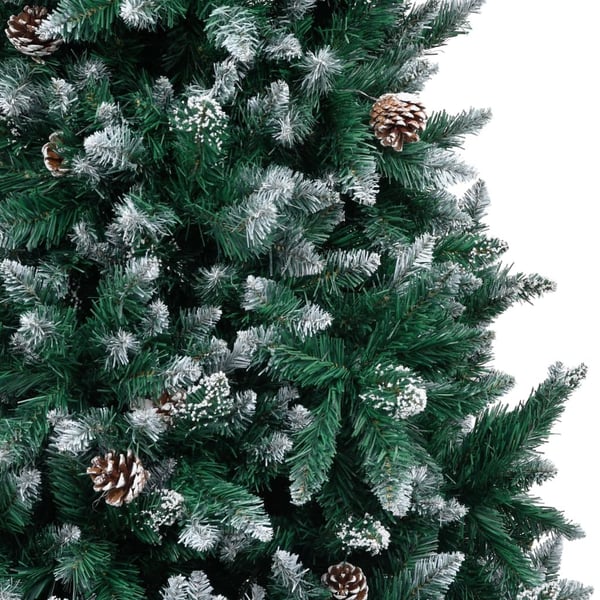 vidaXL kunstigt juletræ med grankogler og hvid sne 240 cm