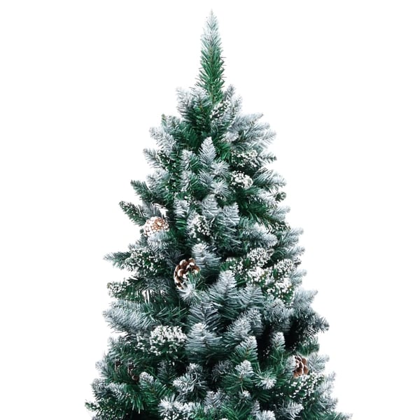 vidaXL Plastgran med kottar och vit snö 210 cm