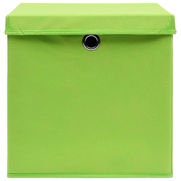 vidaXL Oppbevaringsbokser med lokk 4 stk grønn 32x32x32 cm stoff