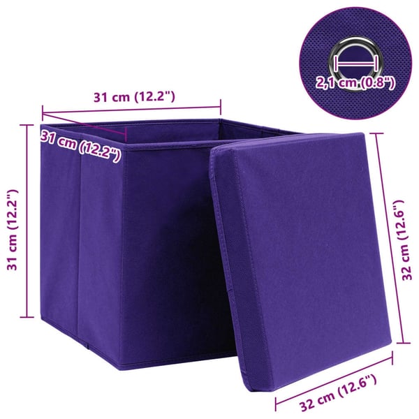 vidaXL Oppbevaringsbokser med lokk 4 stk lilla 32x32x32 cm stoff