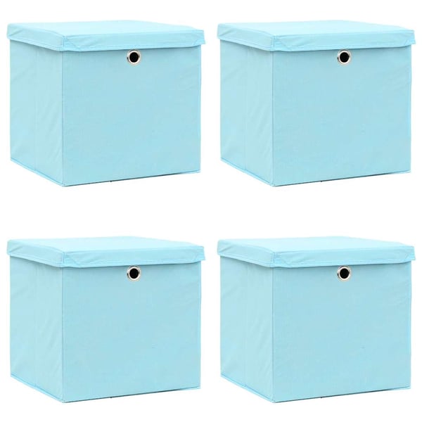 vidaXL Oppbevaringsbokser med lokk 4 stk babyblå 32x32x32 cm stoff