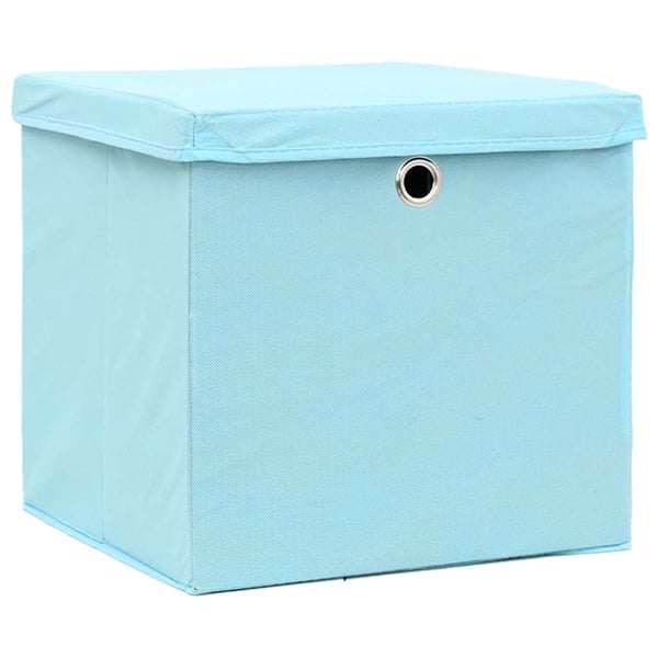 vidaXL Oppbevaringsbokser med lokk 4 stk babyblå 32x32x32 cm stoff