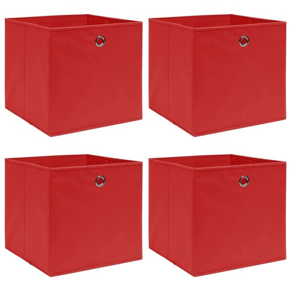 vidaXL opbevaringskasser 4 stk. 32x32x32 stof rød